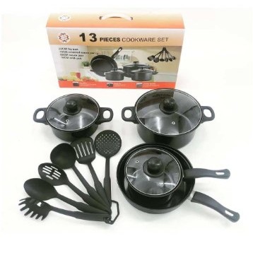 COOKWARE SET 13 PCS HITAM SUDAH DI RAKIT