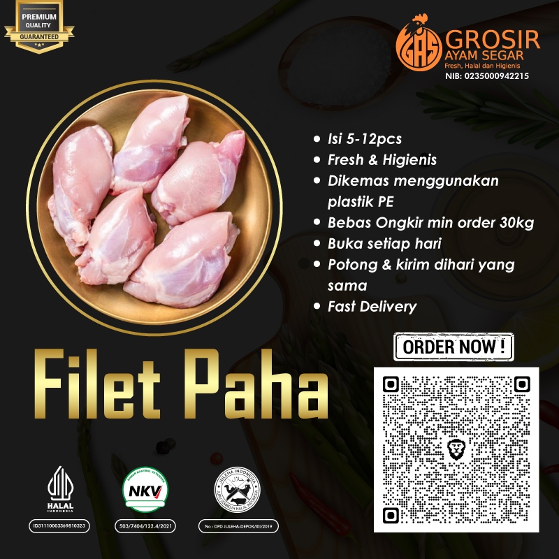 

Daging Ayam Paha Fillet Boneless Tanpa Kulit 1Kg