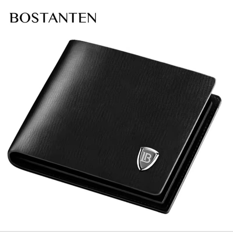 Bostanten dompet pria lipat dua kulit asli original
