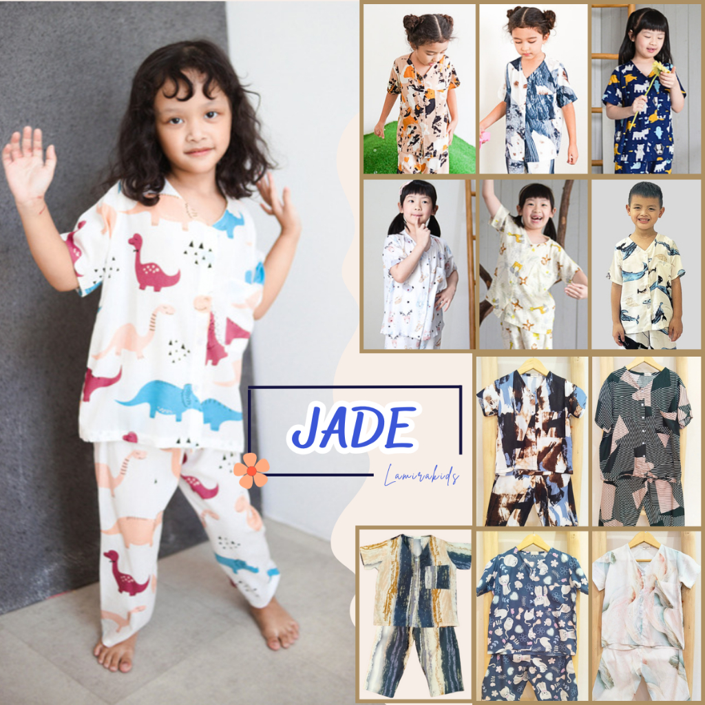 Piyama Berkerah  Anak Laki Perempuan Baju Tidur Berkerah Celana Kolor Panjang Bahan Rayon Premium St