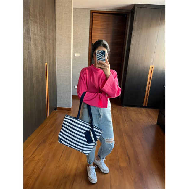 Airin Canvas Bag Kanvas Tas Bahu Shoulder Bag Beach Bag tas Pantai