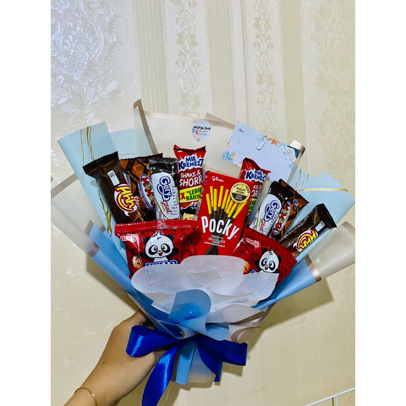 

Buket SNACK cellophane hadiah ultah wisuda