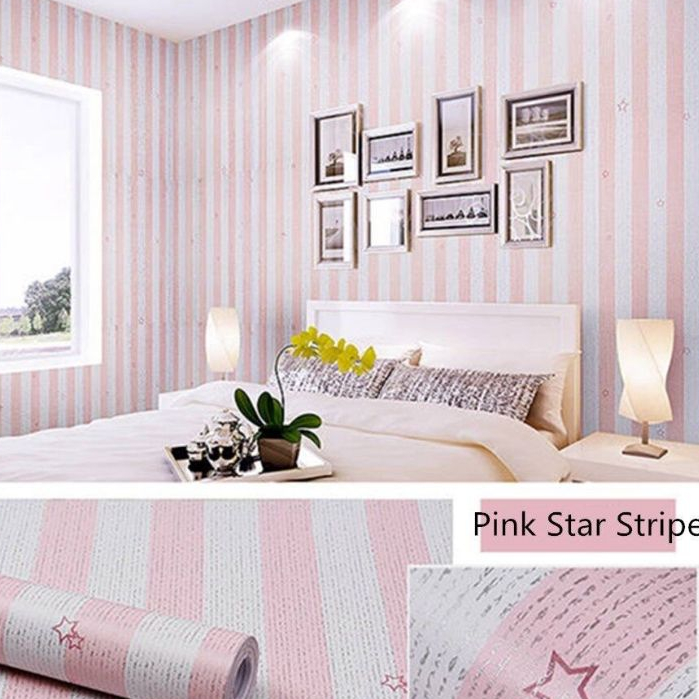 Wallpaper Dinding Ruang Tamu Kamar Tidur Motif Garis Bintang
