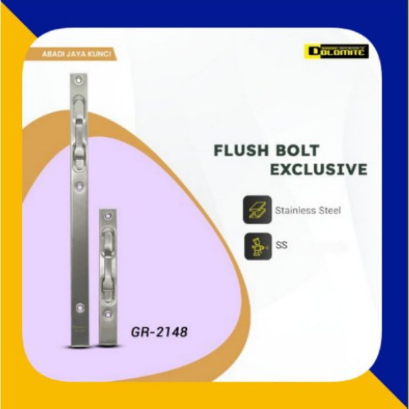 Grendel tanam Dolomite Stainles 6"/12" slot pintu 1 daun/pintu double/pintu utama+lubang Grendel
