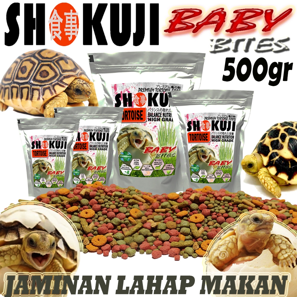 500GR SHOKUJI PAKAN KURAKURA DARAT PELLETS SMALL BABY BITES TORTOISE FOOD SULCATA PARDALIS YNIPHORA 