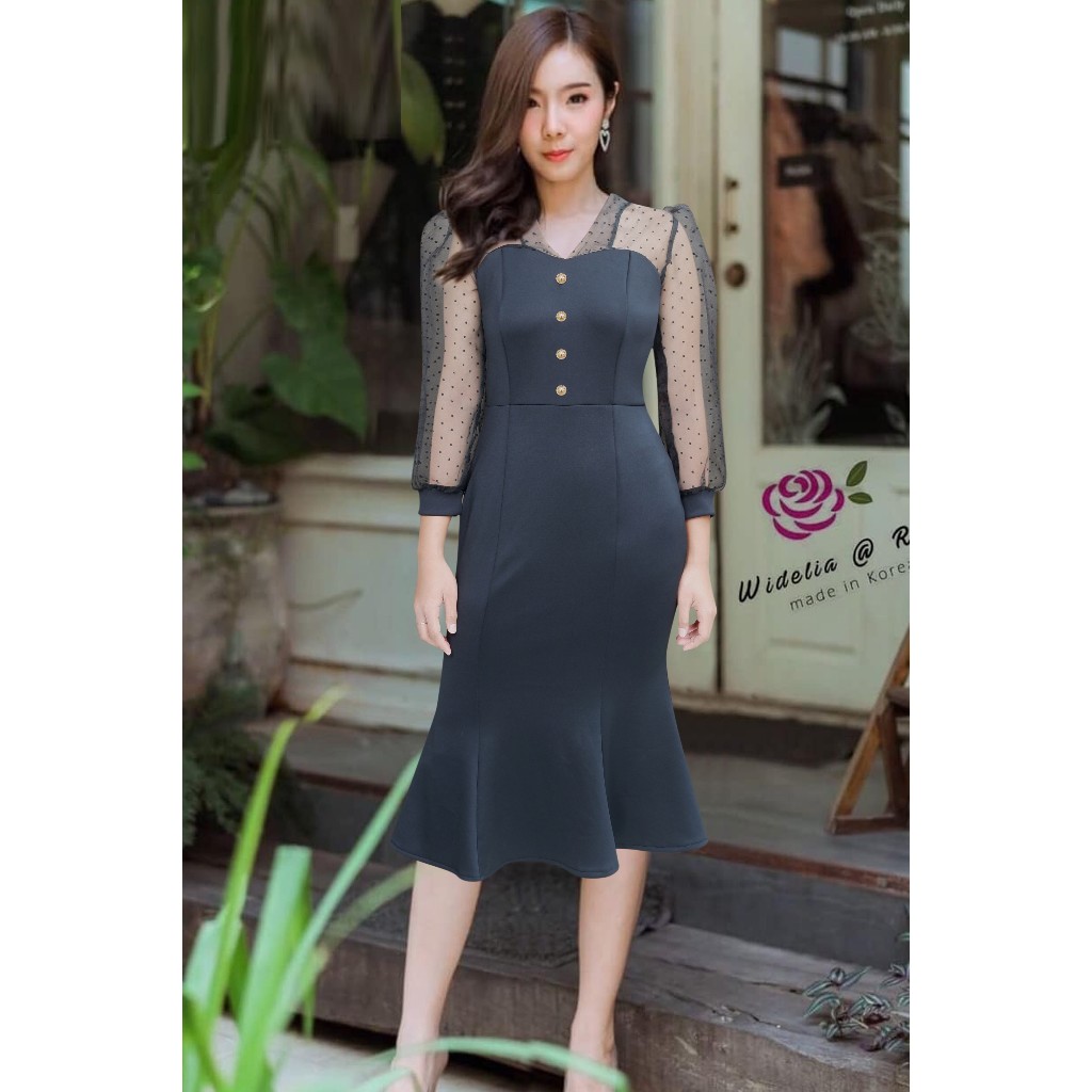 Dress Scuba Wanita Premium | Dress Mermaid | Dress Wanita Terbaru / Dress Duyung Lengan Mika Transpa