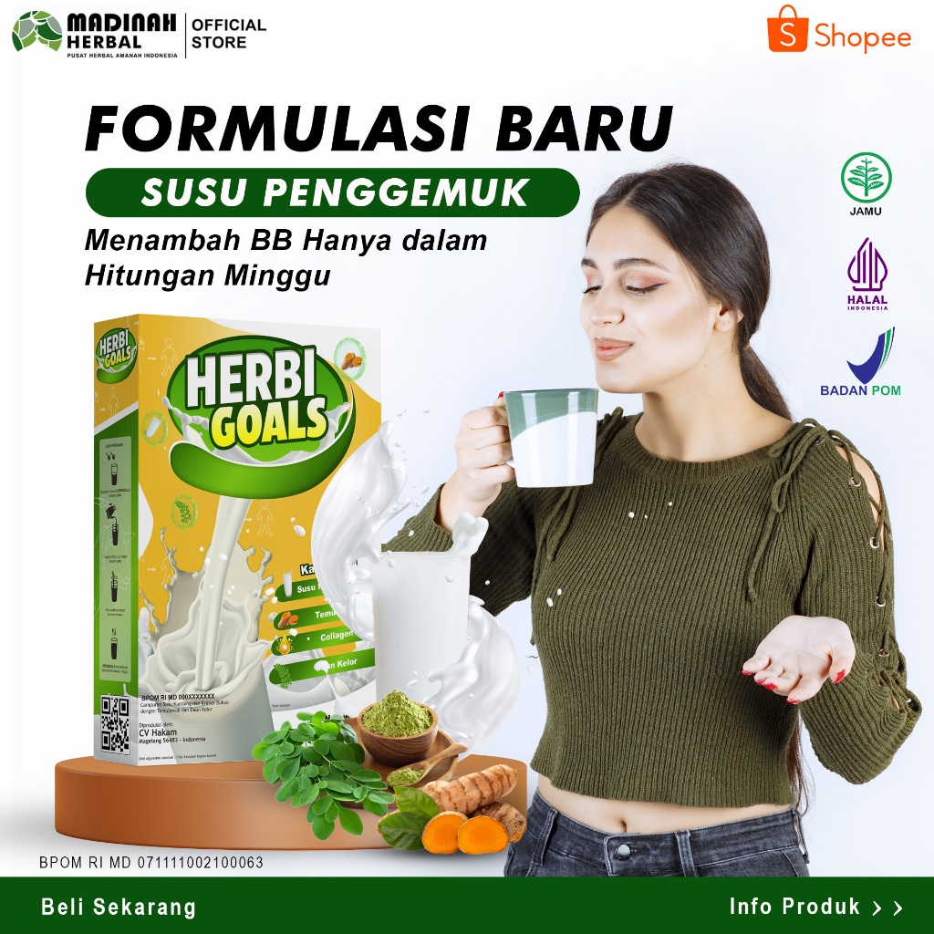 

Susu Penambah Berat Badan / Puluhan Ribu Testimoni / Alamon GO / Herbi Goals / 200 gram
