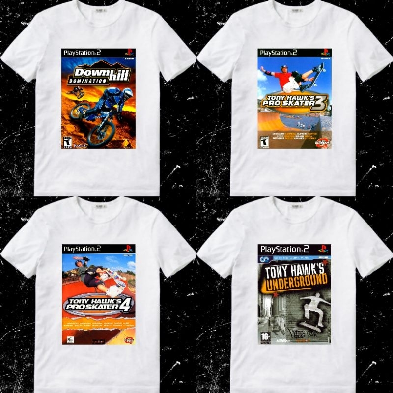 Baju Kaos Tshirt T Shirt Pria Laki Cowok Cewek Perempuan Unisex Game Ps2 Ps 2  Playstation Play Stat