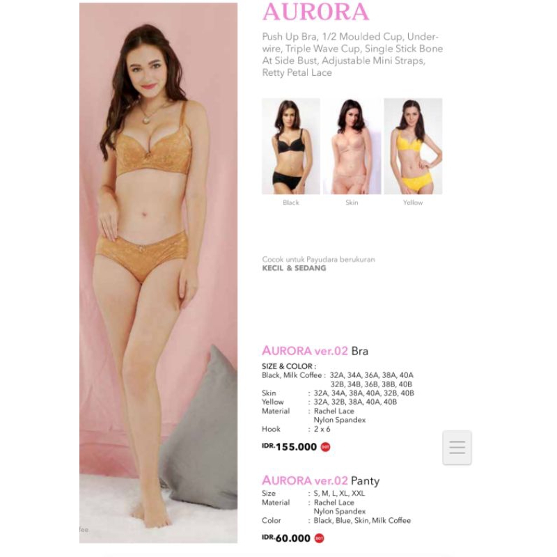 Fiori bra / Aurora Push Up bra 2 kaitan belakang