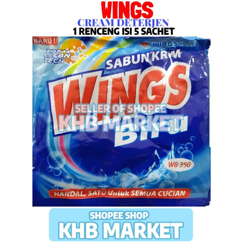 Sabun Colek Wings Biru 350K 1 Renceng Isi 5 Sachet