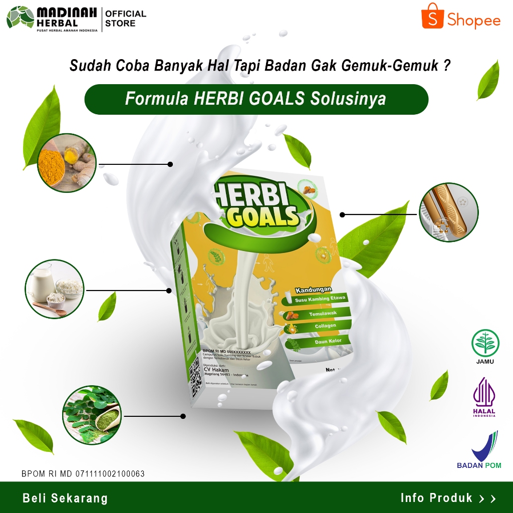

Herbi Goals Susu Penggemuk Badan Dan Penambah Nafsu Makan Original Vitamin Penggemuk Badan Herbal