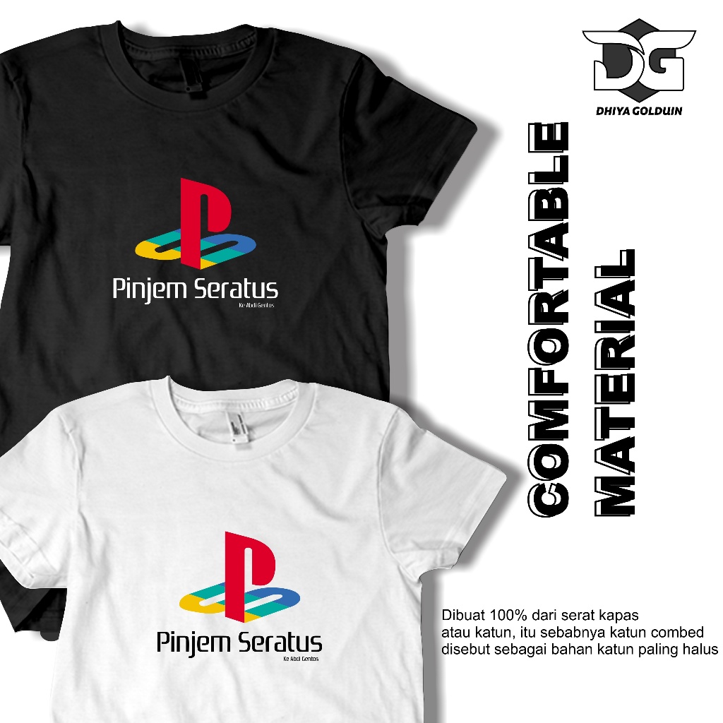 Kaos pinjam Dulu Seratus Entertainment Parodi Plesetan Logo PS Kaos Pria Distro Kata Kata Keren Vira