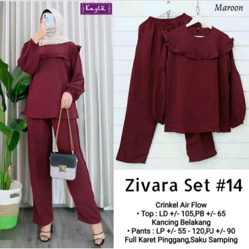 Setelan Zivara Knit Setelan Wanita Kekinian Knit Rample Lengan Panjang