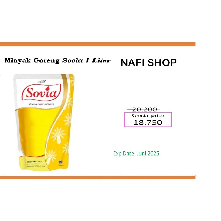 

MINYAK GORENG SOVIA 1 LITER