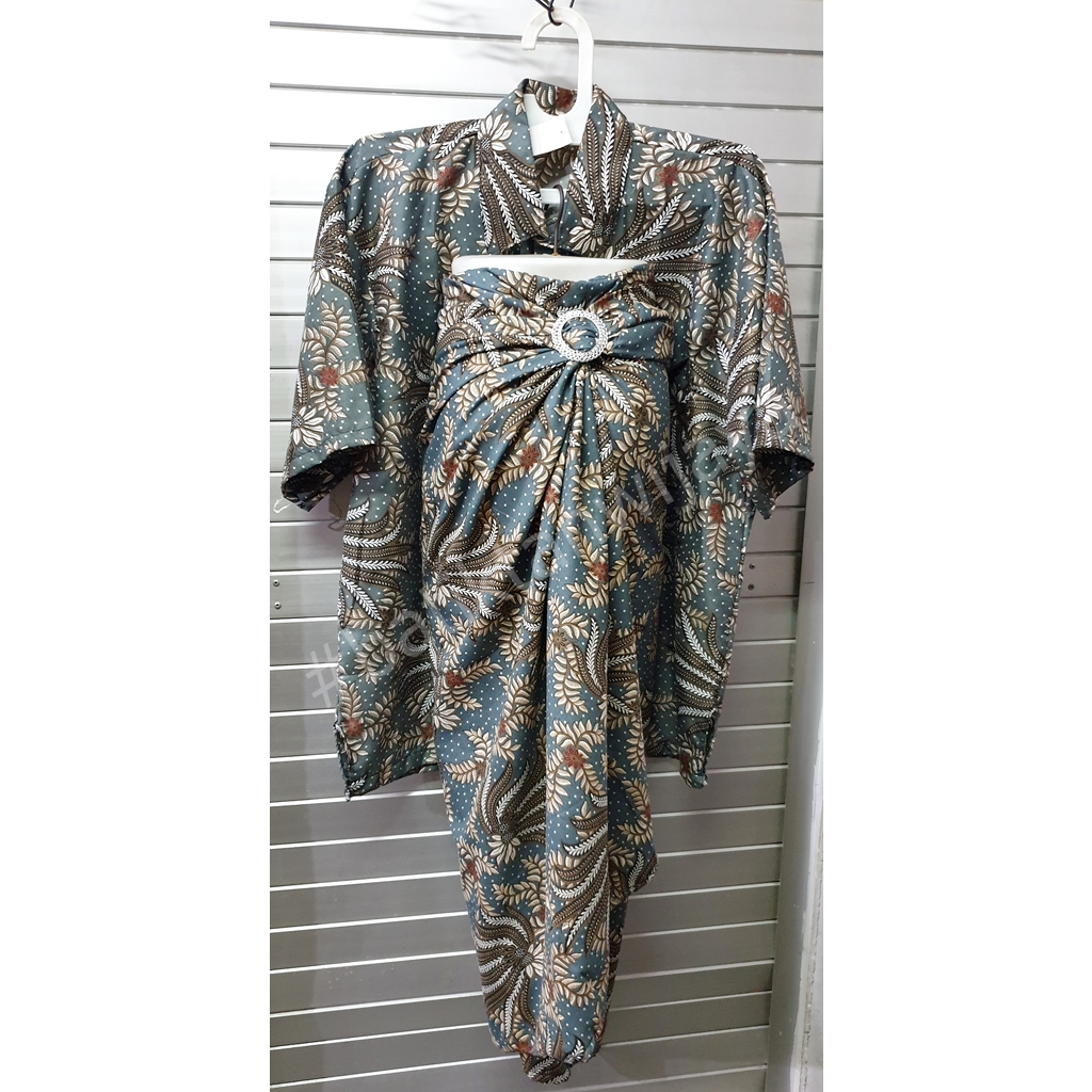 Rok Lilit Batik Couple Kemeja Bahan Polymicro Bisa Untuk Seragaman Warna Abu-abu Hijau