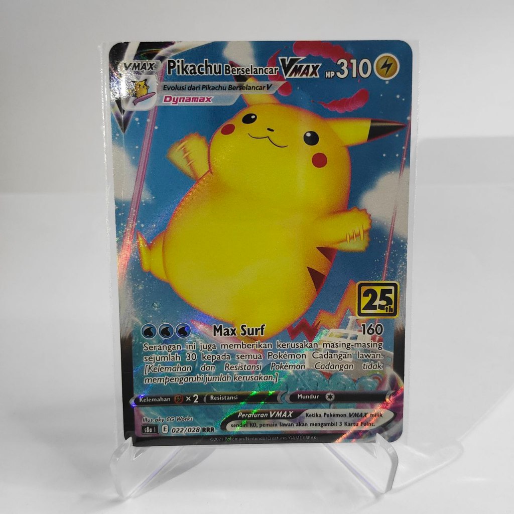 Pikachu Berselancar VMAX 022/028 RRR Kartu Pokemon
