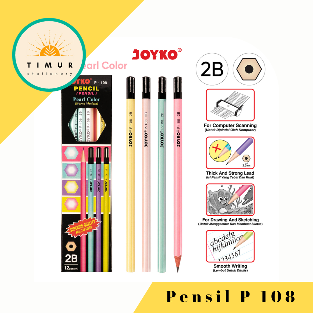 

Pensil 2B Pastel Pearl by Joyko P-108 isi 12 Pcs