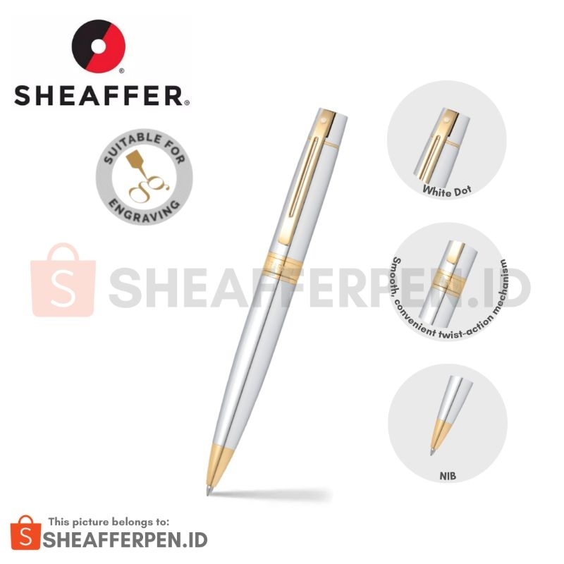 

Sheaffer® 300 Chrome With Gold Trim Ballpoint Pen