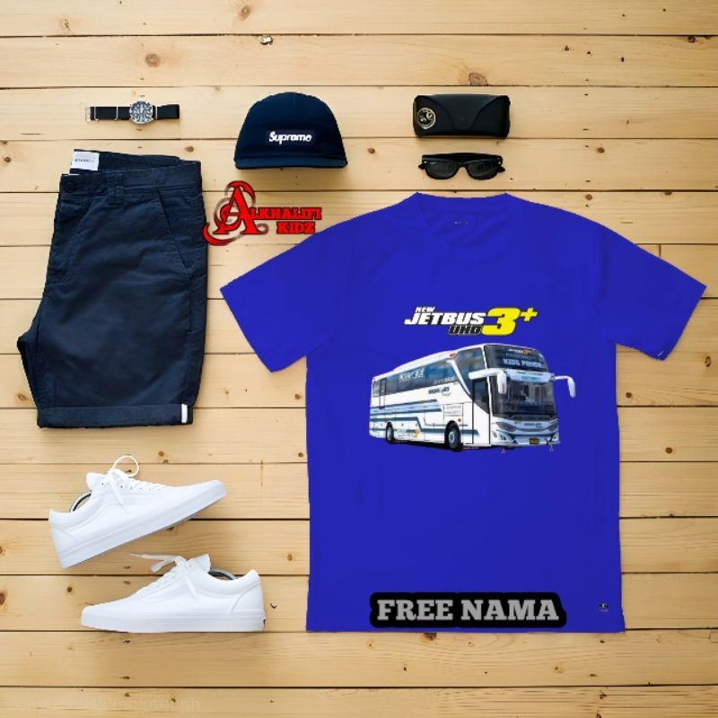 Kaos Anak Bus Pariwisata Bus Telolet | Baju New Jet Bus 3+ | Unisex Gratis Pasang Nama