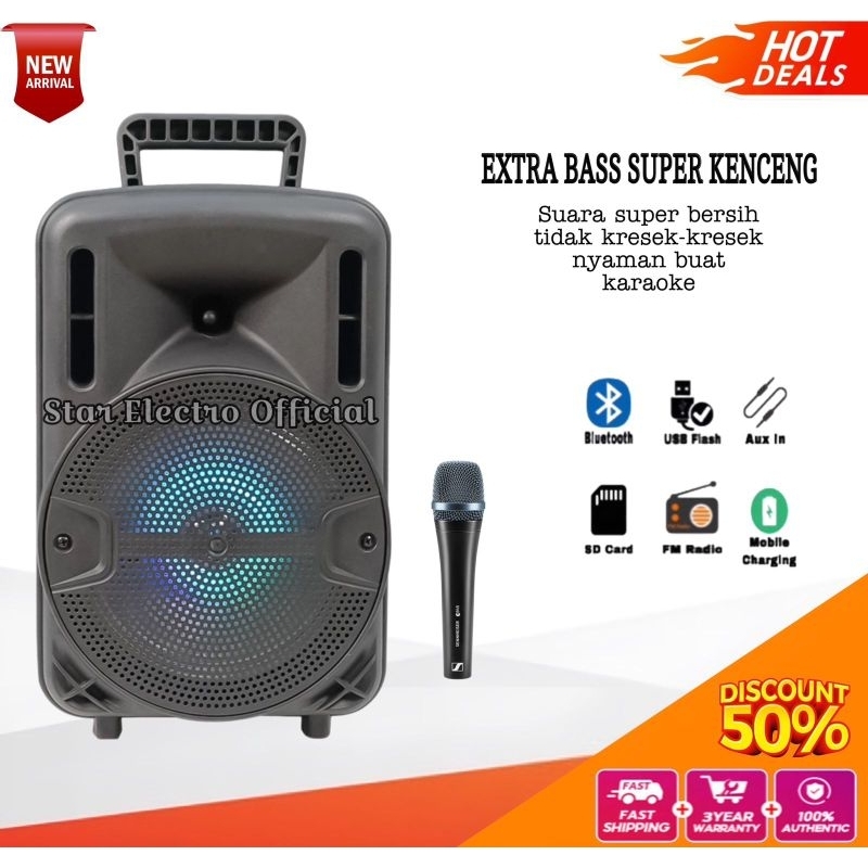 Speaker Aktif Bluetooth Karaoke Gratis Mic Extra Bass/Salon Aktif Bluetooth Polytron Murah/Spiker Ki