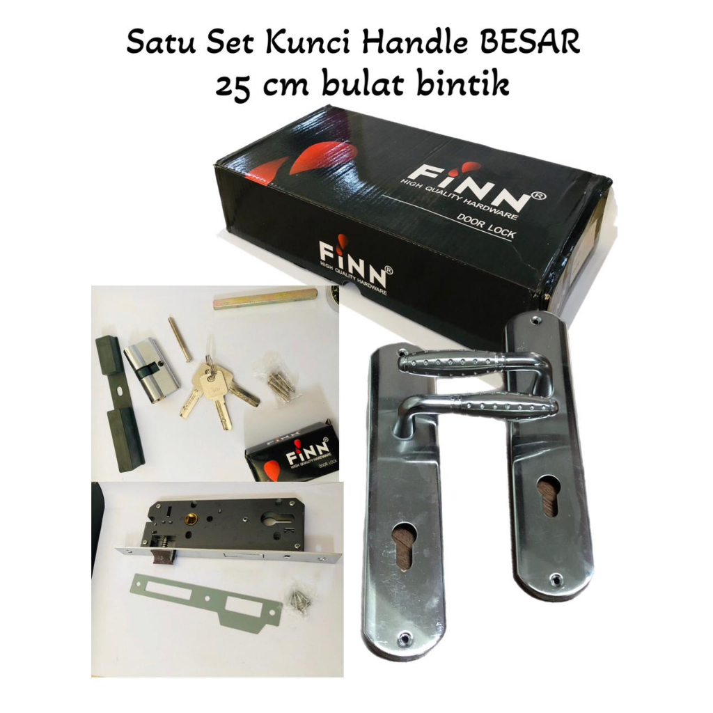 handle pintu kunci set / handle pintu set / kunci pintu rumah ukuran BESAR bulat Rintik