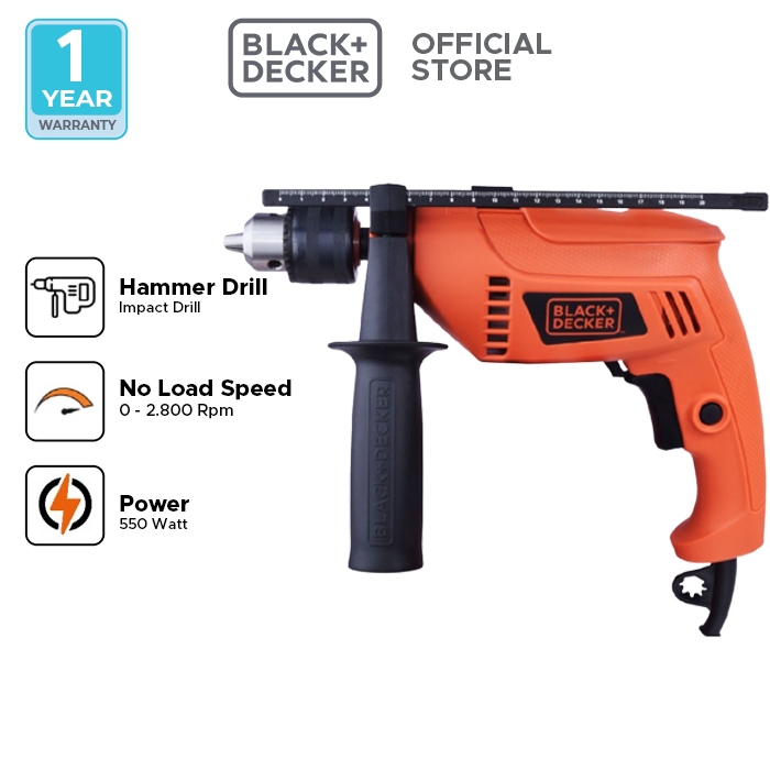 Black+Decker Impact Drill / Bor Impact Listrik 550W 13mm HD555-B1