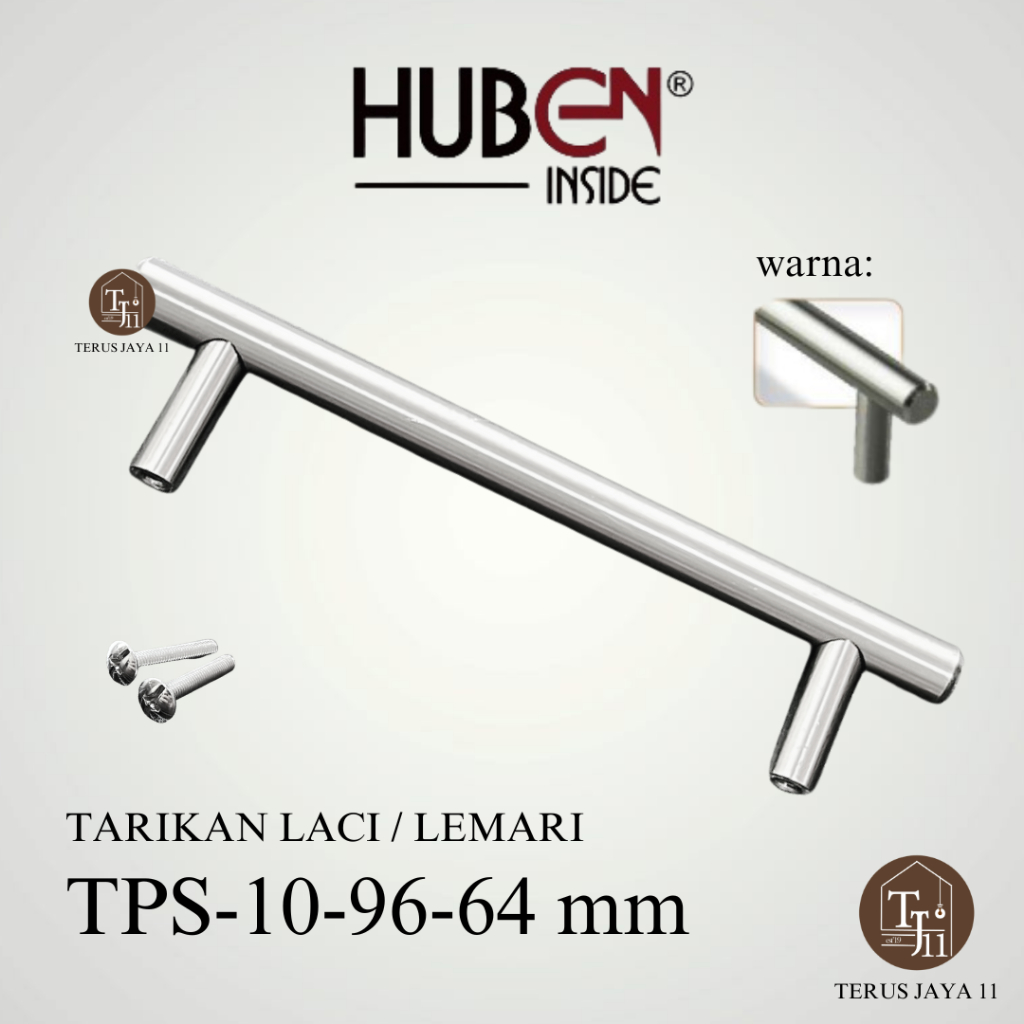HUBEN Tarikan Laci TPS-10 / Tarikan Lemari merk HUBEN TPS-10 96-64MM Brush Nickel