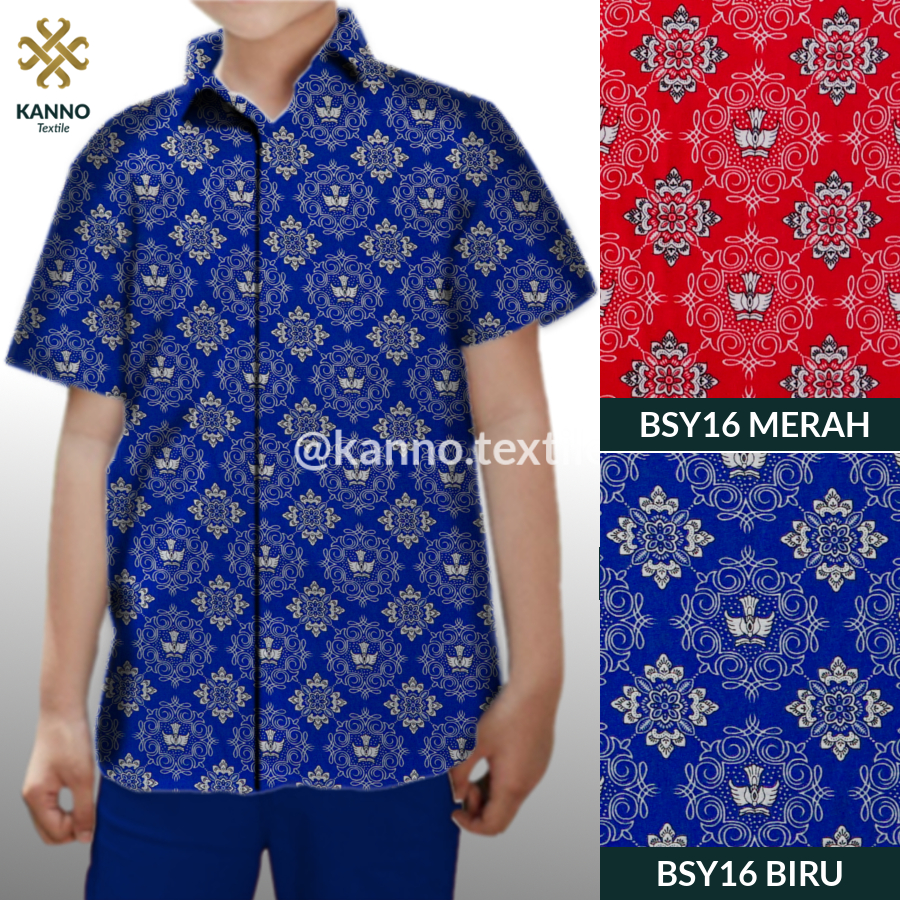 KAIN BATIK SERAGAM SEKOLAH SD SMP BAHAN BSY SANWOS BSY16 WARNA MERAH/BIRU