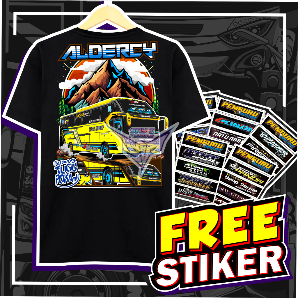 ( FREE STIKER ) BAJU KAOS BUS MANIA ALDERCY TISAL GROUP ANAK DAN DEWASA