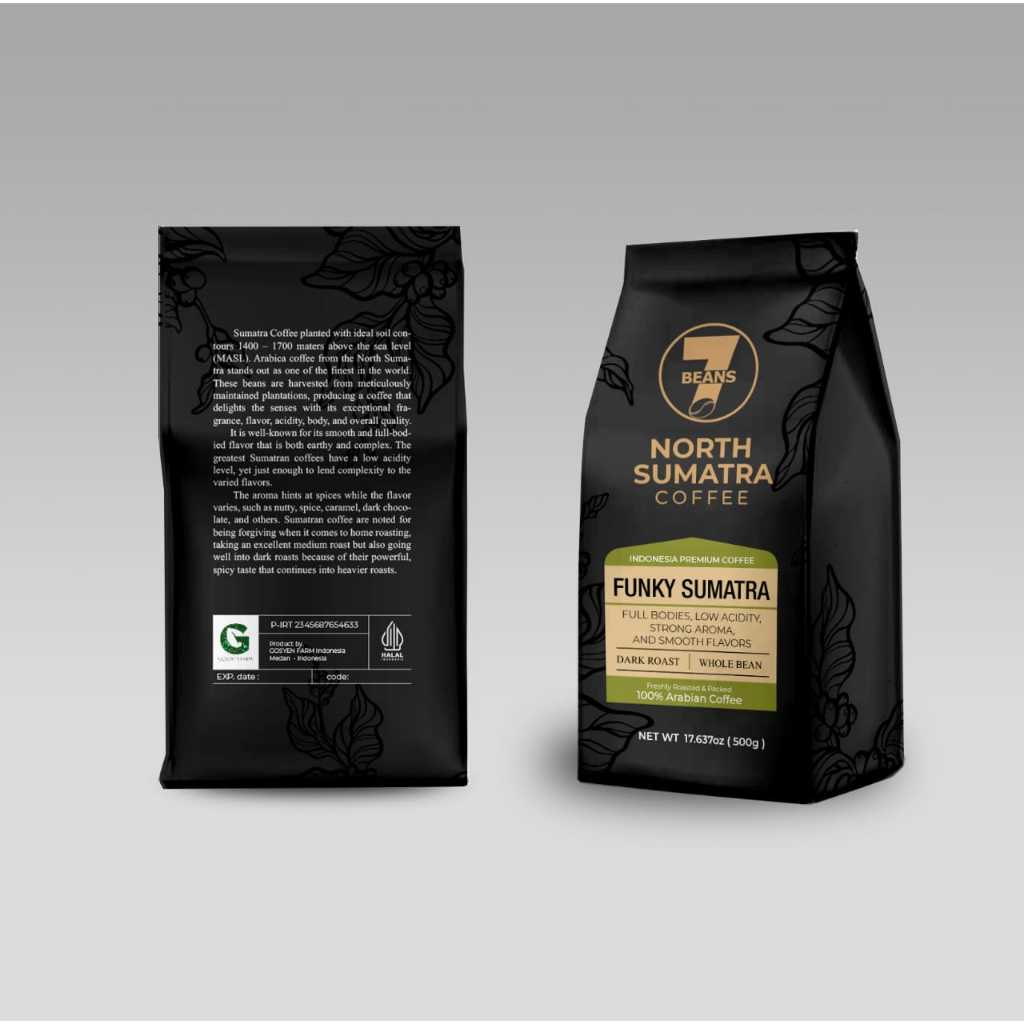 

1 PACKS (250gr) - 7BEANS FUNKY SUMATRA DARK ROAST WHOLE BEAN COFFEE - 100% ARABICA