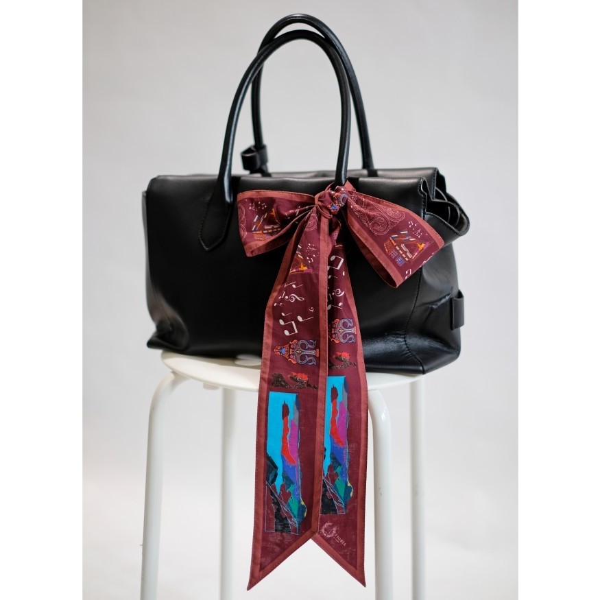 Syall / Scarf Tas / Headband / Horas Maroon Motif - Tioria by Caramia