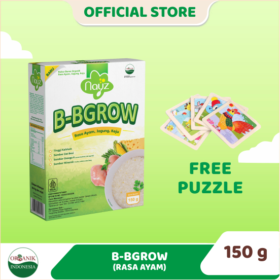 

NAYZ Bubur Organik B-BGROW Rasa Ayam, Jagung, Keju/Rasa Hati Sapi 150 gr BBGROW