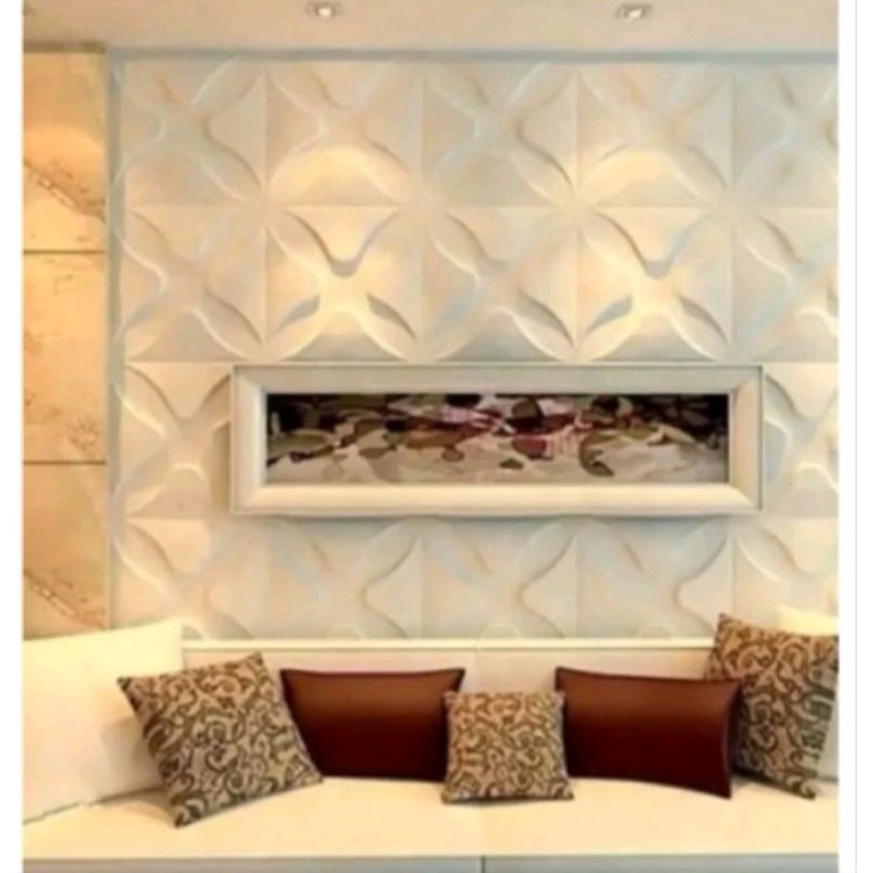 wallpanel dinding 3D roster bata tempel ukuran(50x50) motif bunga di butuhkan 4pcs