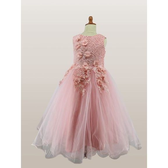 Party Dress Flower Brokat Peach