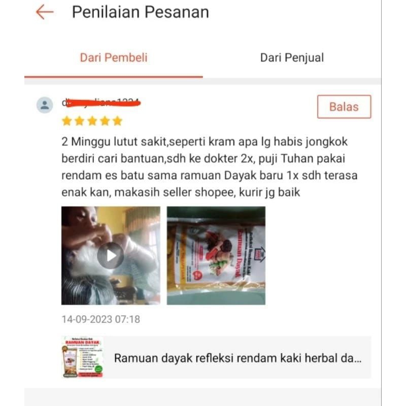 RB Refleksi rendam kaki ramuan dayak premium 120 gram