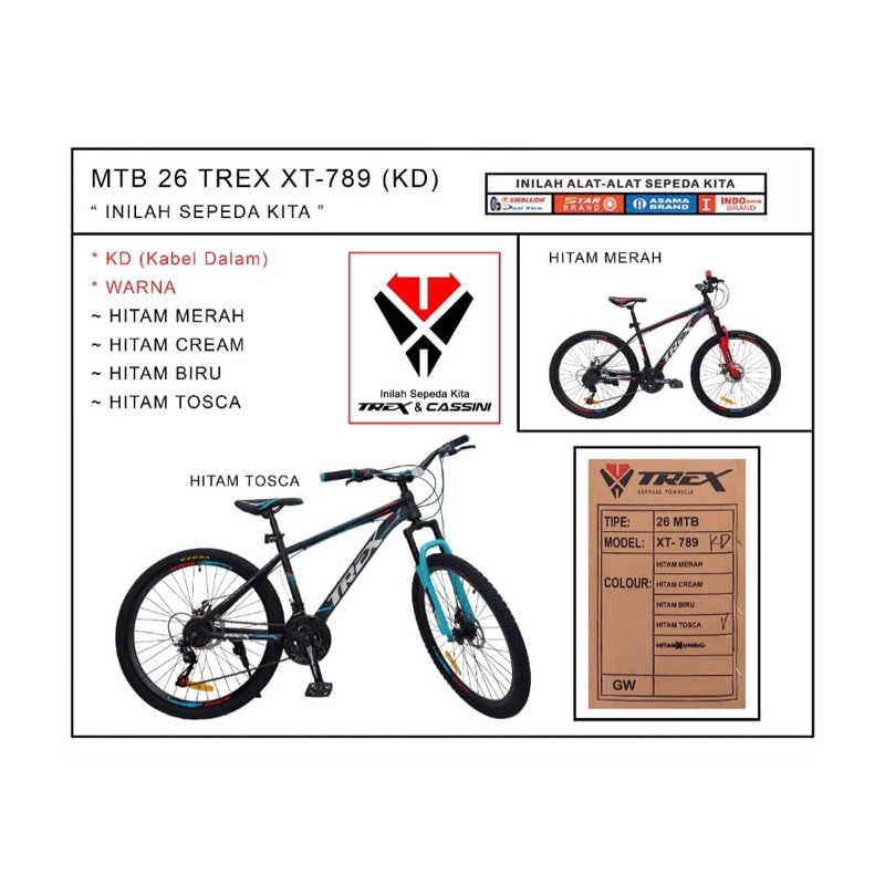 Sepeda MTB 26” TREX XT-789 KD terbaru