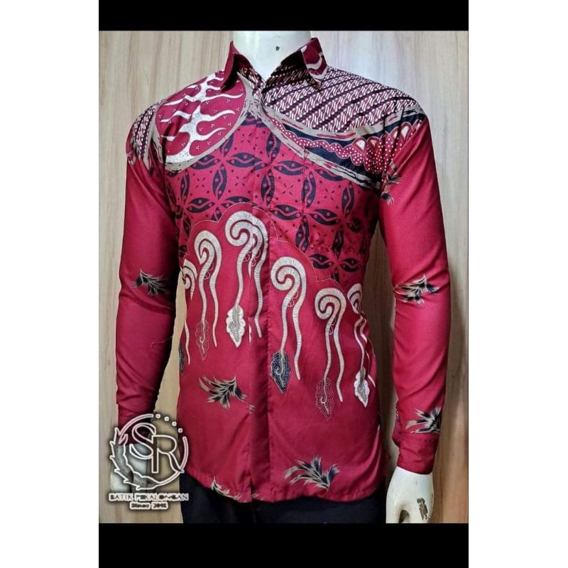 kemeja batik lengan panjang baju pria manset atasan batik pekalongan kemeja cowok formal batik motif