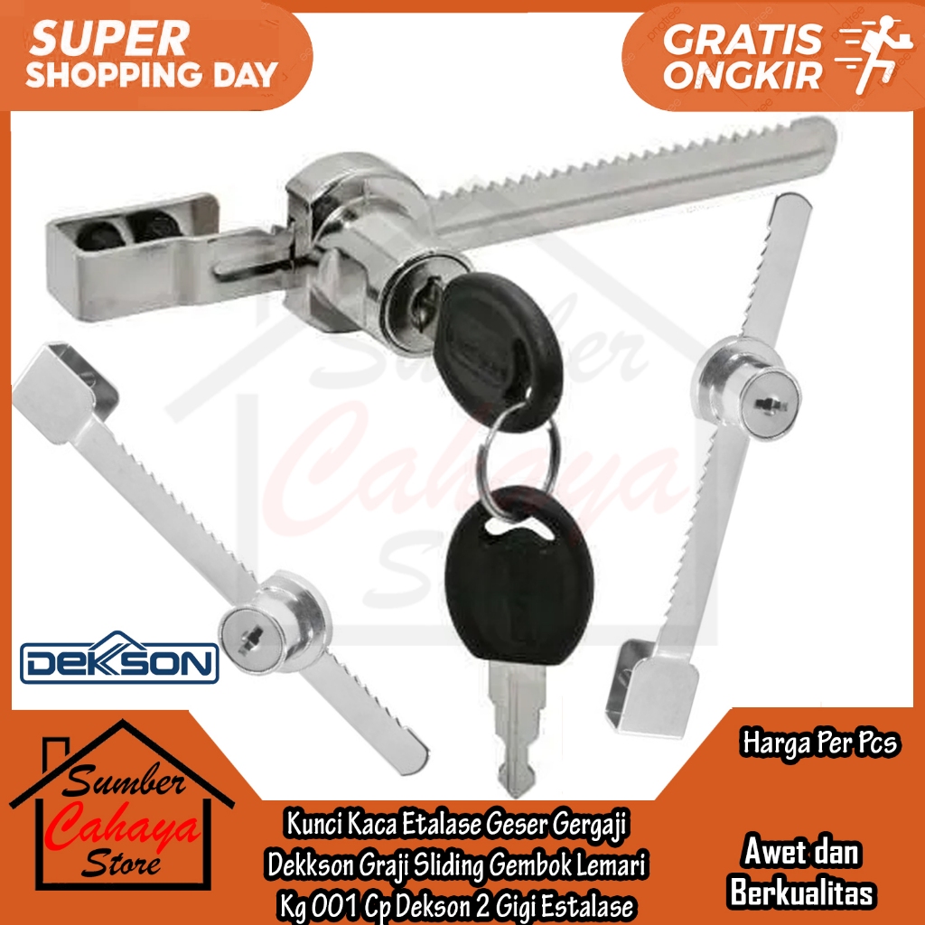 Kunci Kaca Etalase Geser Gergaji Dekkson Graji Sliding Gembok Lemari Kg 001 Cp Dekson 2 Gigi Eltalas