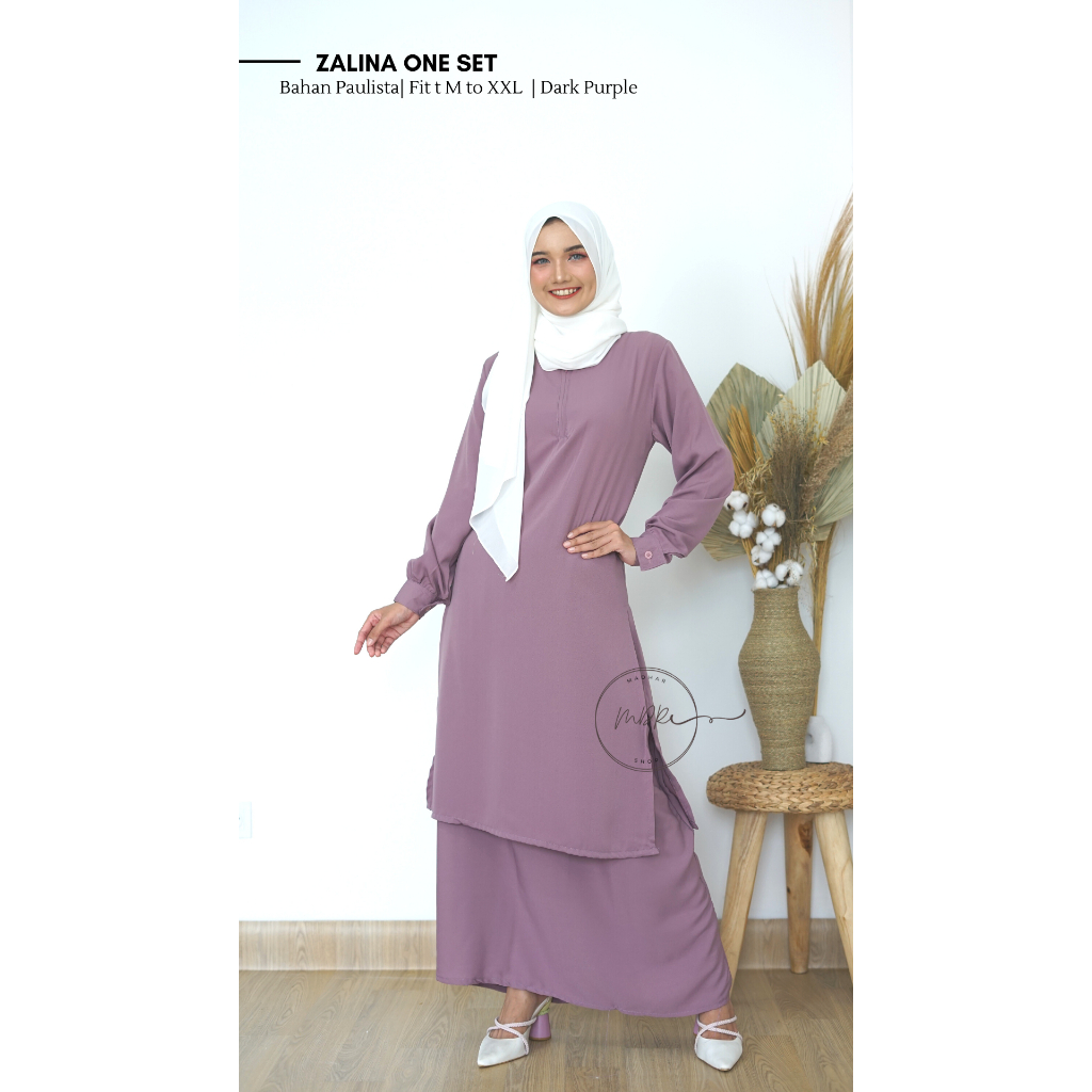 Zalina One Set Setelan Rok + Tunik Wanita Muslim Remaja Busui Jumbo LD 90 - 120 Bahan Paulista Premi