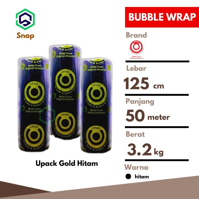 

Bubble Wrap Bening Hitam 125 cm x 50 m Premium Upack Gold Best Quality