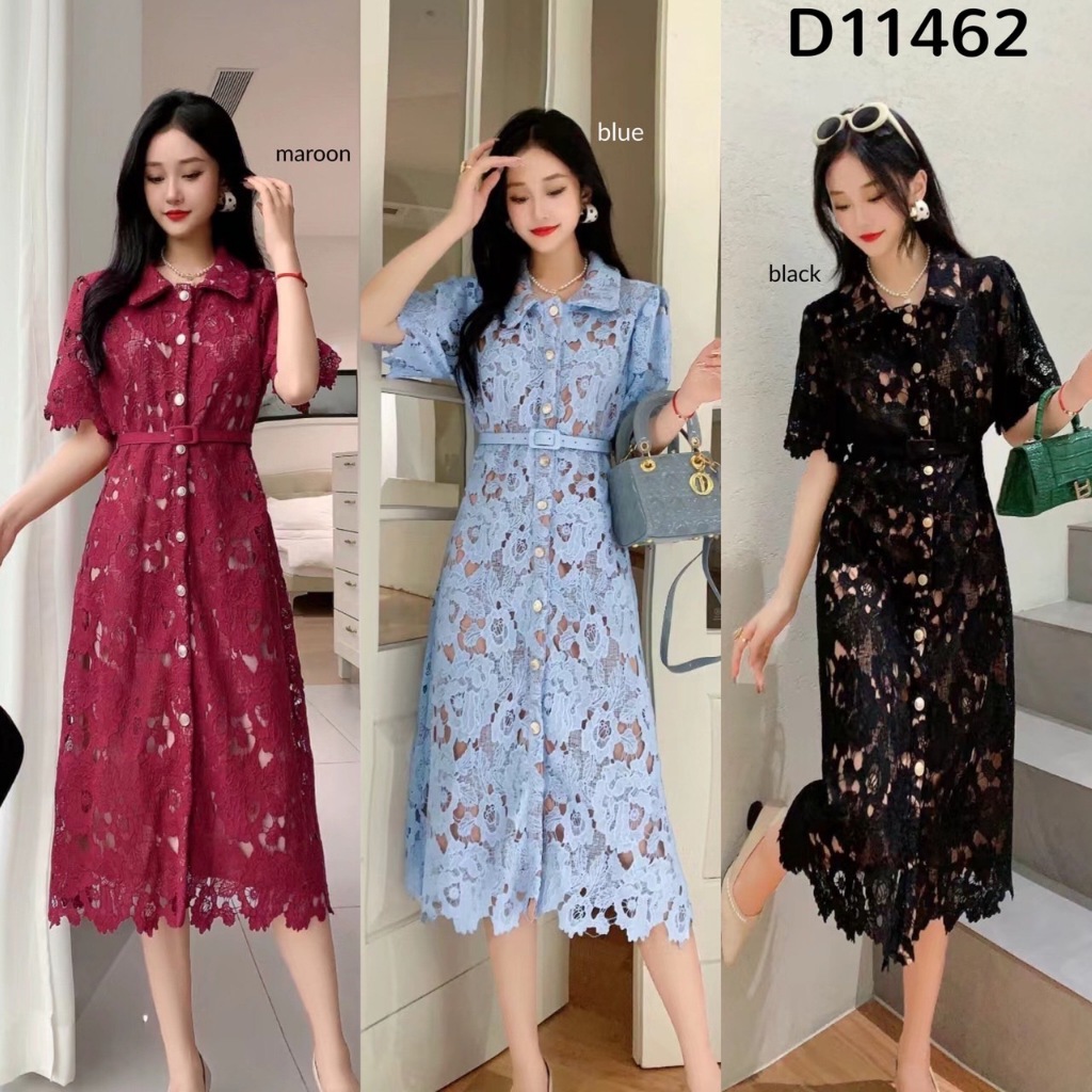 Mona Premium Crochet Shirt Dress (w/ Belt) D11462