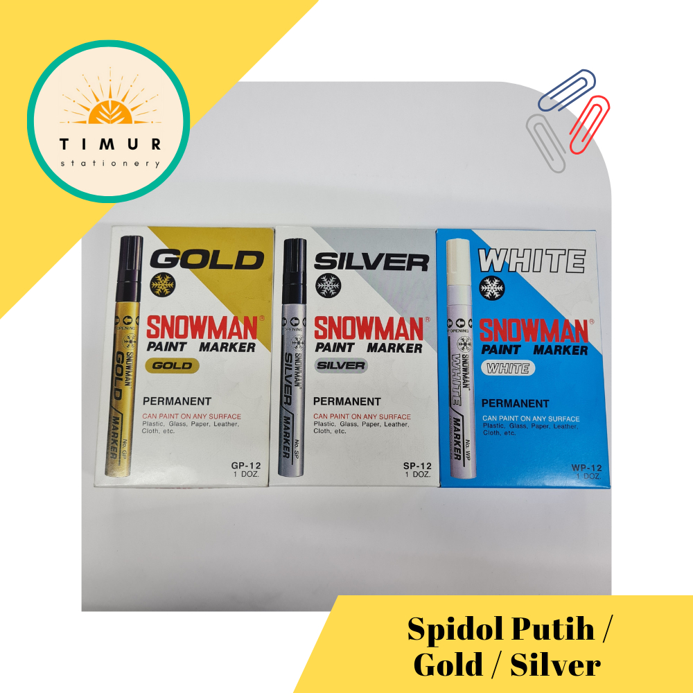 

Spidol Snowman Paint Marker WHITE (Putih) / SILVER (Perak) / GOLD (Emas) per Pc