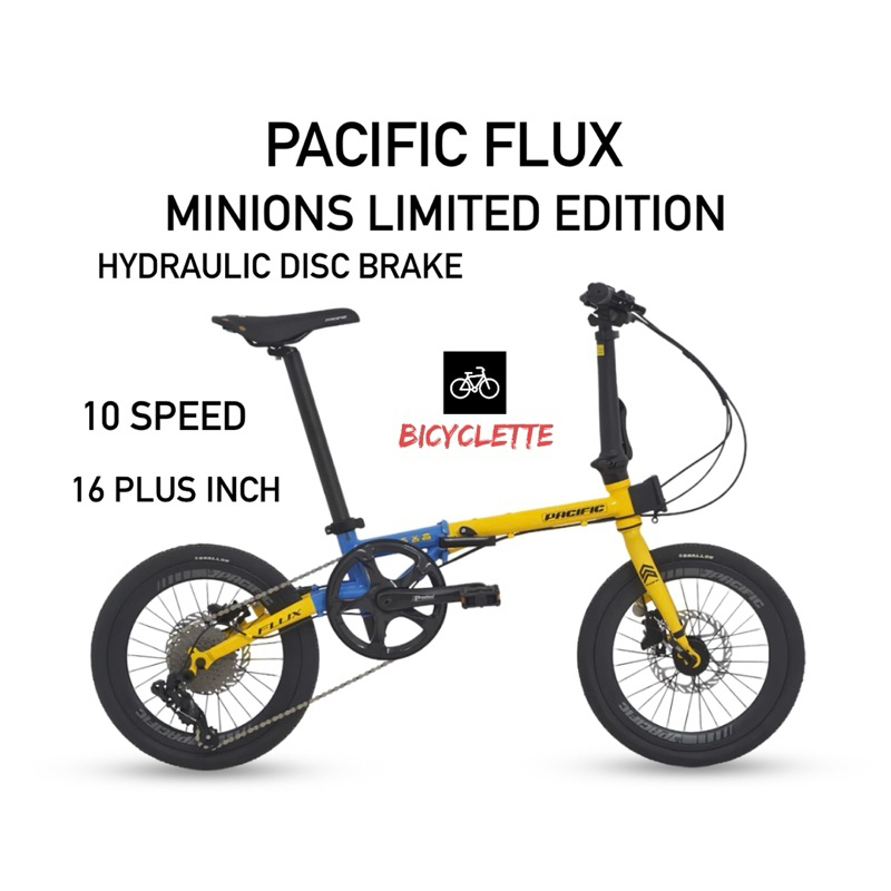 Sepeda Lipat Pacific Flux Minion 16 inch 10 Speed Hydraulic Disc Brake 7.0 Fluxx Folding Bike Anak D