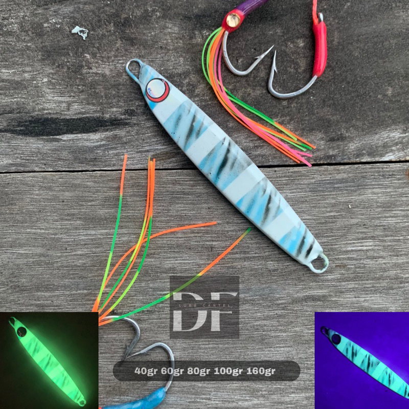 [TANPA ASSIST] Metal jig flicker 160gr 100gr 80gr 60gr 40gr  full glow Sky Blue Edition