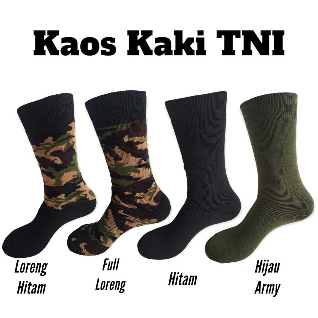 Kaos Kaki tebal PDL TNI POLRI Hitam Army & Loreng / kaos kaki army Tentara