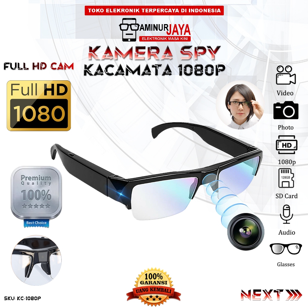 Hidden Spy Camera Glasses Kamera Pengintai Mata mata Mini Tersembunyi Model Kacamata Full HD 1080P S