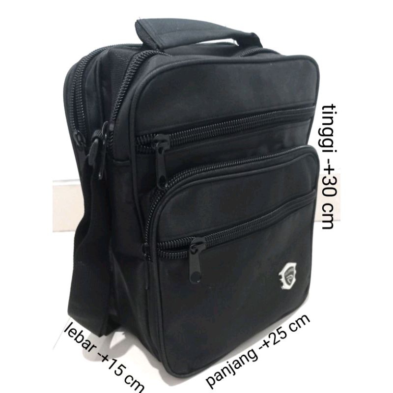 Tas Selempang Pria Besar Hitam 5 Kantong