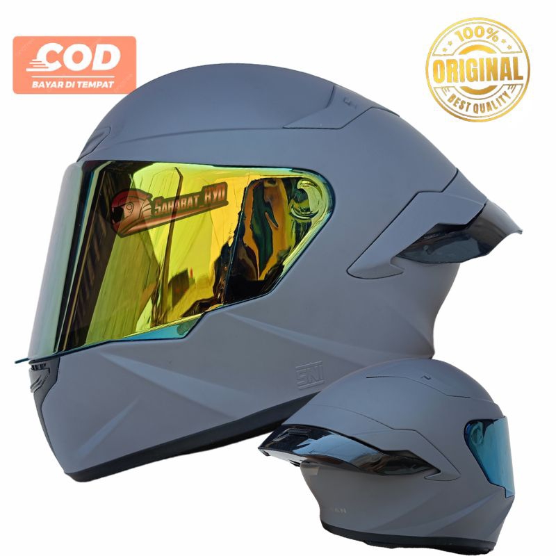 helm full face gray paket ganteng