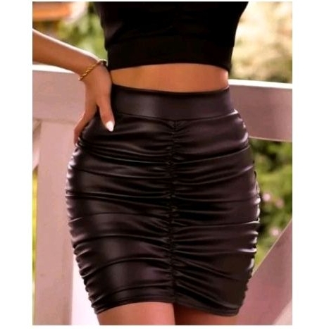 skirt rok leather kulit black