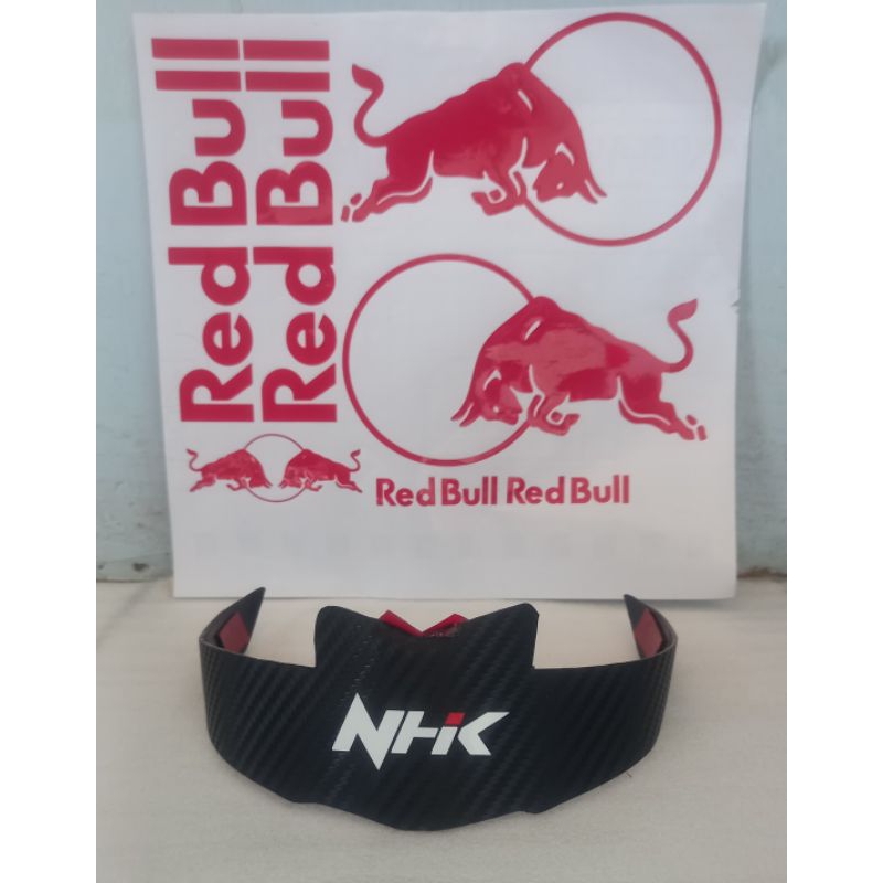spoiler helm NHK GP 1000, hitam glosy, bonus stiker Red Bull, full set